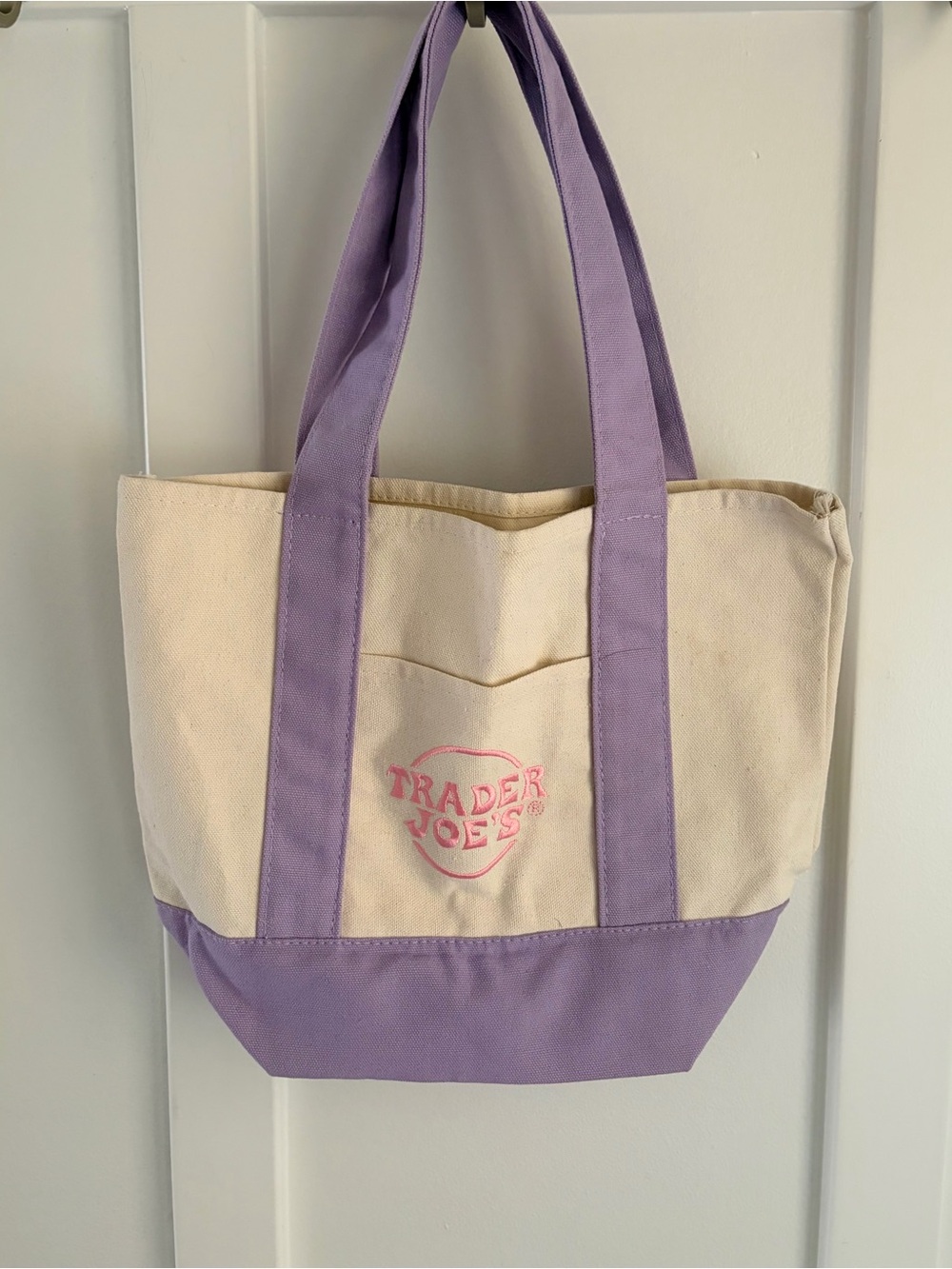 Trader Joe's Lavender and Cream Canvas Tote